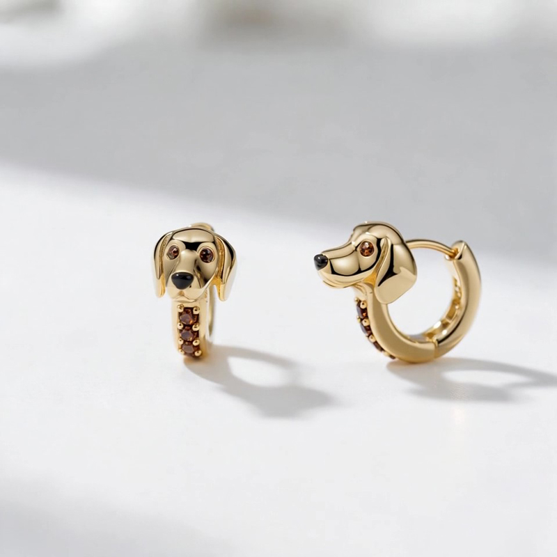 Anyes Dachshund Coffee Hoop Earrings