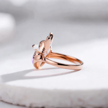 Anyes Corgi Embraces Love Heart Cocktail Ring
