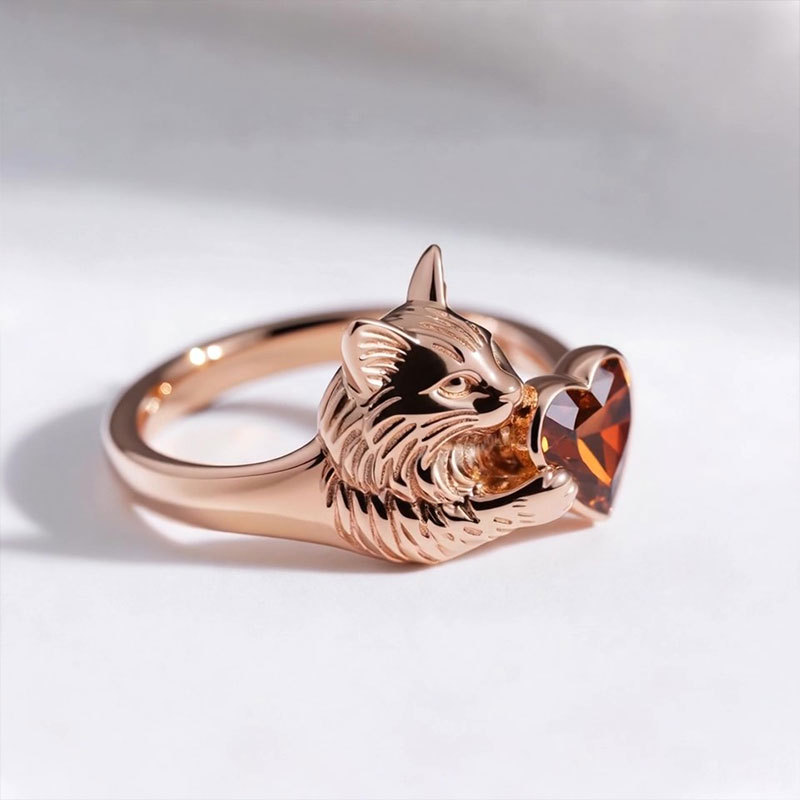 Anyes Coffee Heart Cut Maine Coon Cocktail Ring