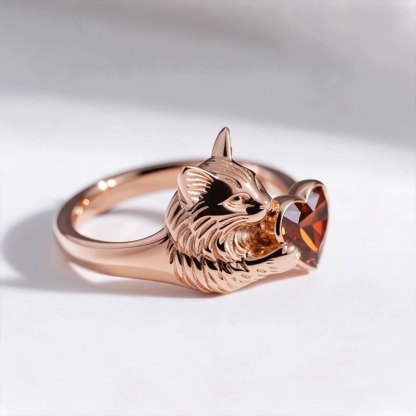 Anyes Coffee Heart Cut Maine Coon Cocktail Ring