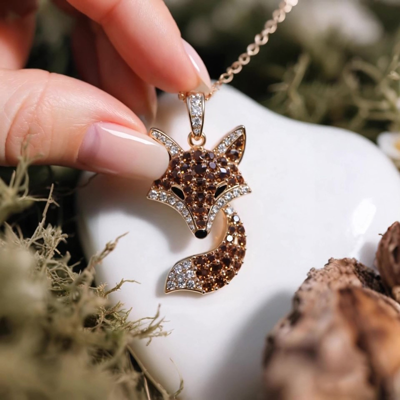 Anyes Fox Design Coffee Pendant Necklace