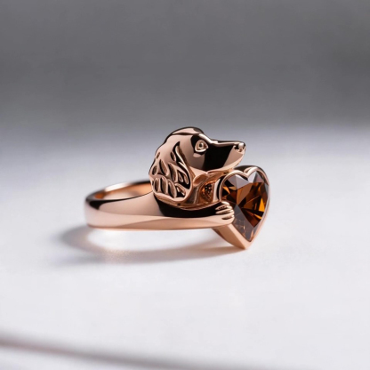 Anyes Cavalier King Charles Spaniel Embraces Love Coffee Heart Cocktail Ring