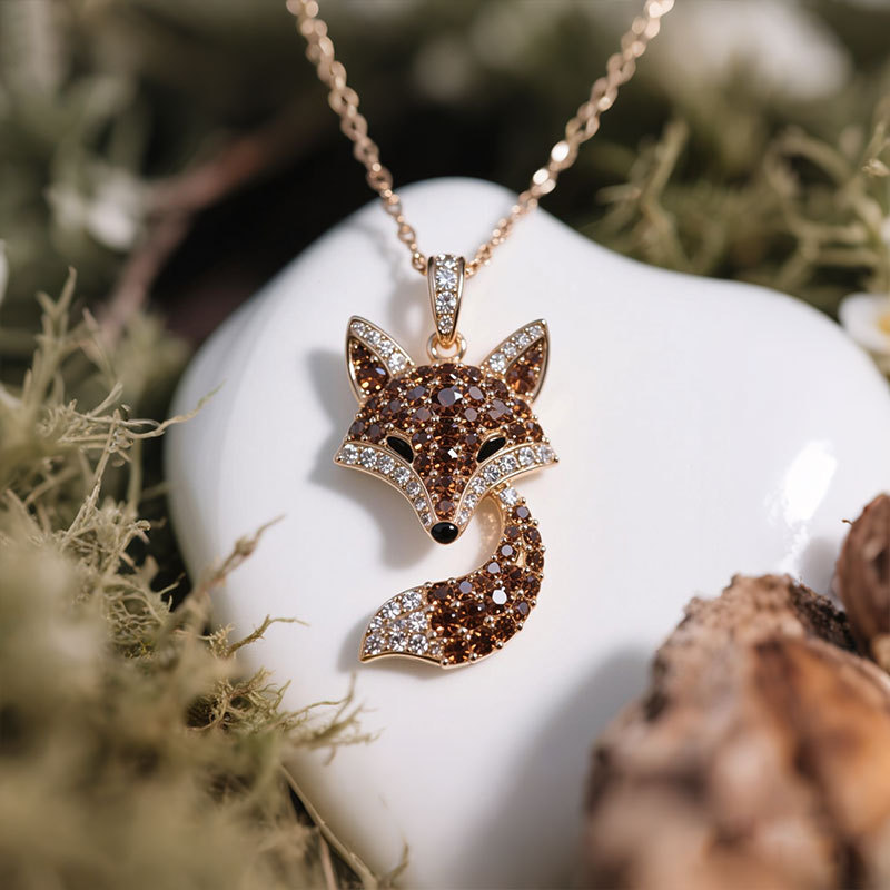 Anyes Fox Design Coffee Pendant Necklace