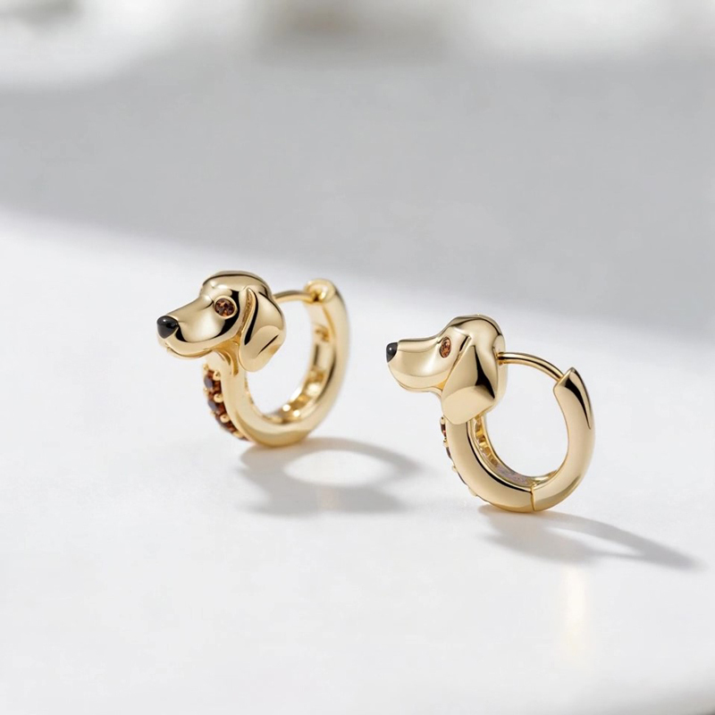 Anyes Dachshund Coffee Hoop Earrings