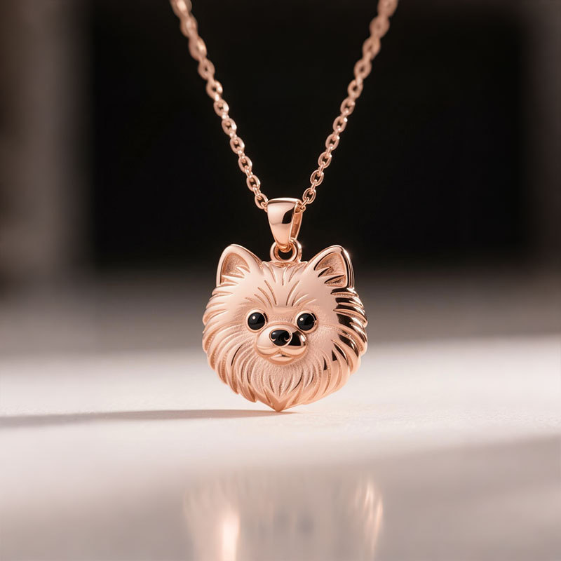 Anyes Pomeranian Embossed Pendant Necklace