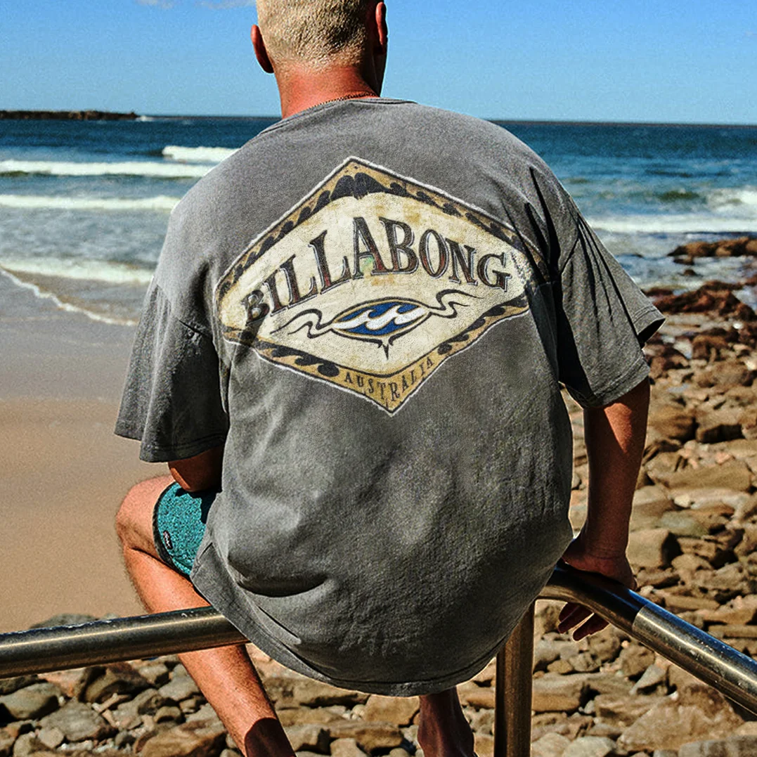 Acid Washed Printed Sandbeach Men's T-shirt Image - 1