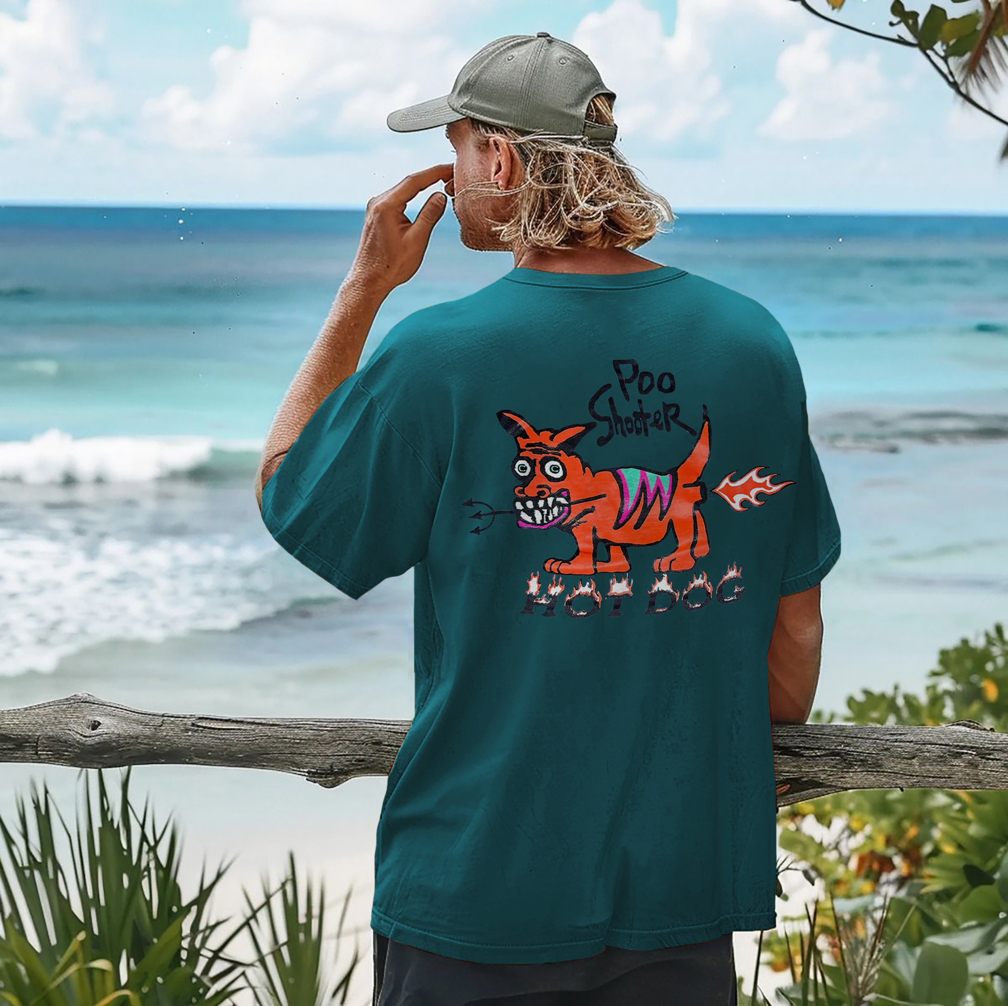 Poo Shooter Hot Dog Printed Unisex T-Shirt Image - 1