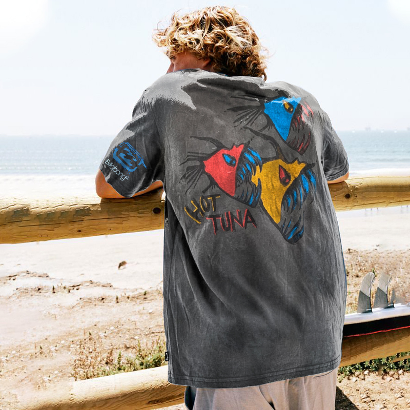 Hot Tuna Printed Men's Washed T-Shirt Image - 1