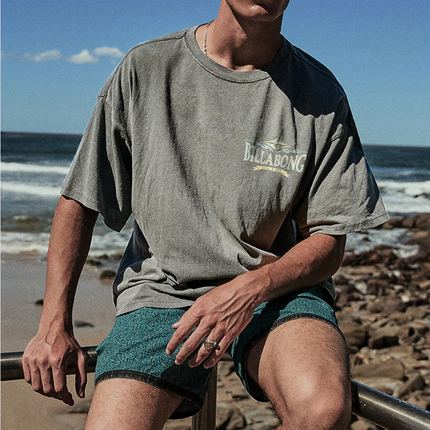 Acid Washed Printed Sandbeach Men's T-shirt Image - 2