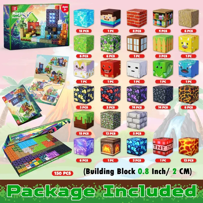 150PC Light-Up Magnetic Blocks - STEM Sensory Toy Ages 3-10