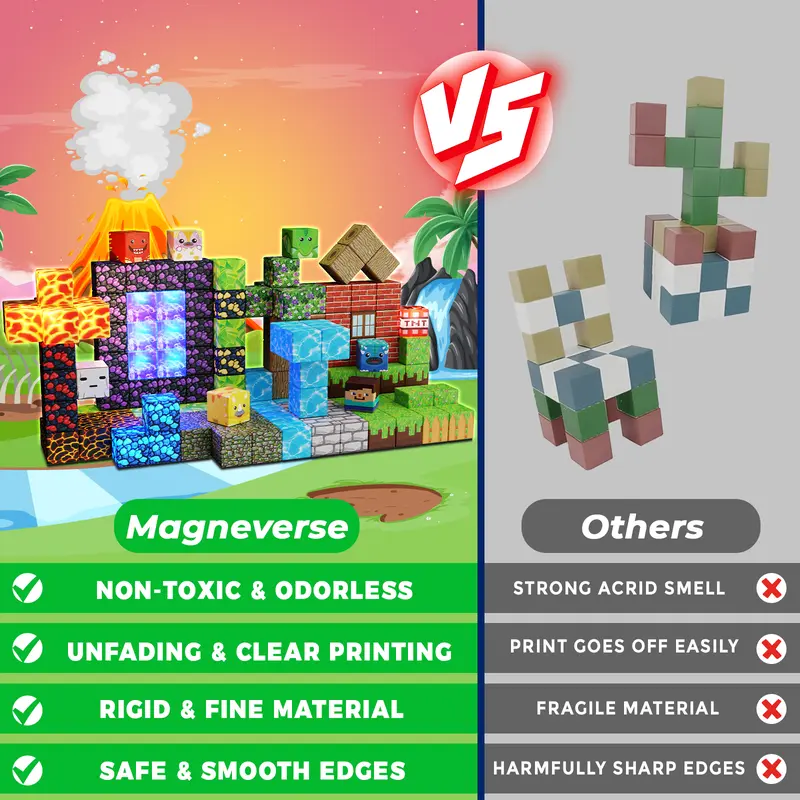 150PC Light-Up Magnetic Blocks - STEM Sensory Toy Ages 3-10