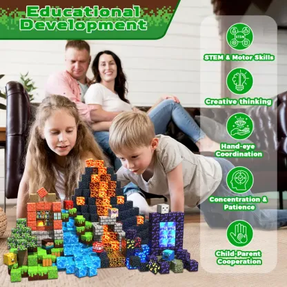 150PC Light-Up Magnetic Blocks - STEM Sensory Toy Ages 3-10