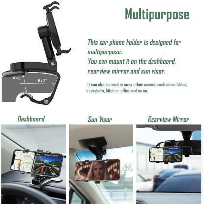 360 Degree Rotatable Dashboard Phone Holder with a Clip