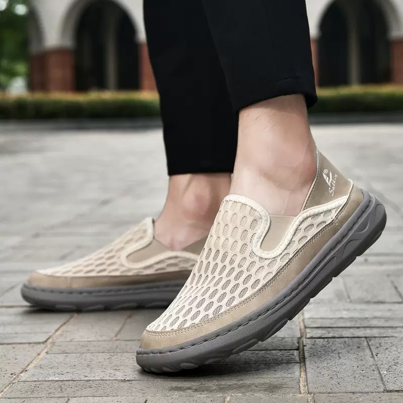 Men mesh breathable toe widened orthopedic slip-on shoes