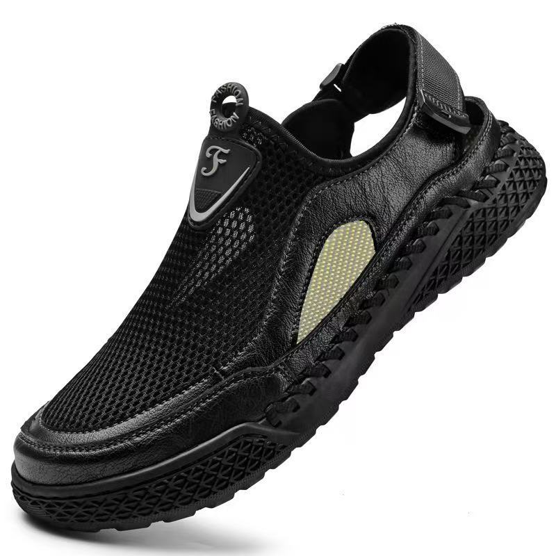 Men's Handmade Genuine Leather Mesh Sandals