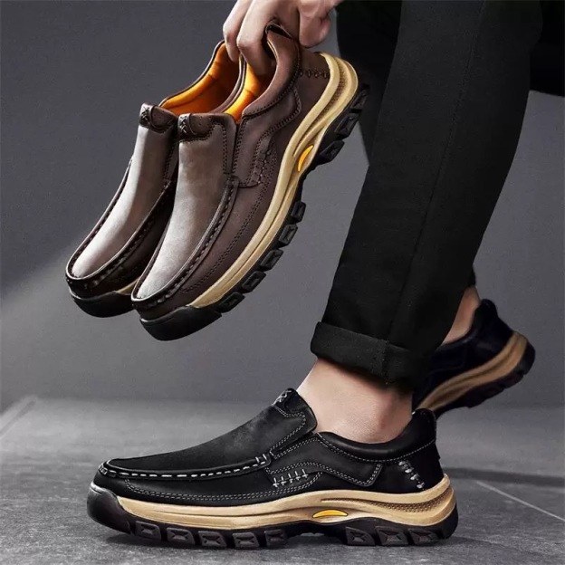 VECTOSOLE Men’s Handcrafted Cowhide Orthopedic Outdoor Loafers 