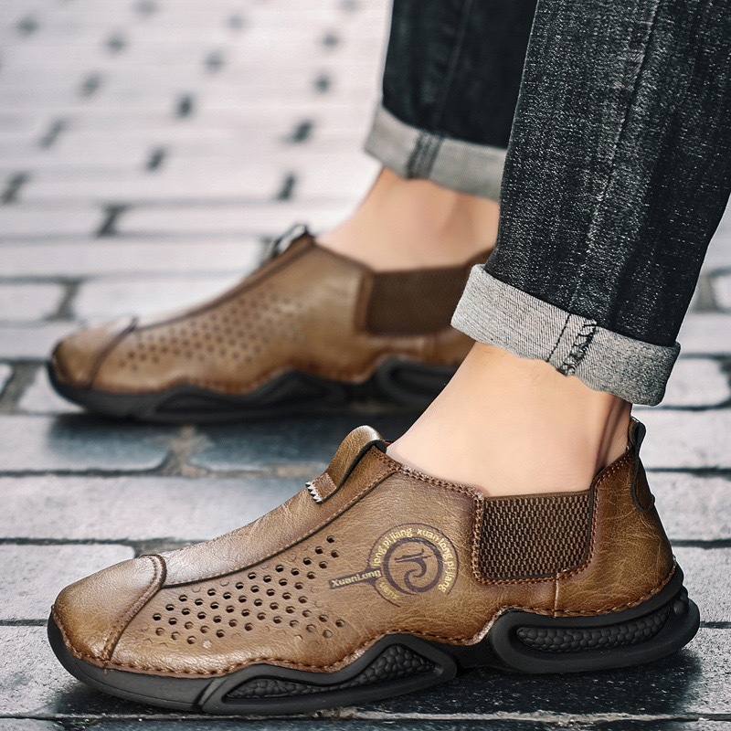 VECTOSOLE Men’s Handmade Cowhide Breathable Loafers – Handcrafted with Arch Support