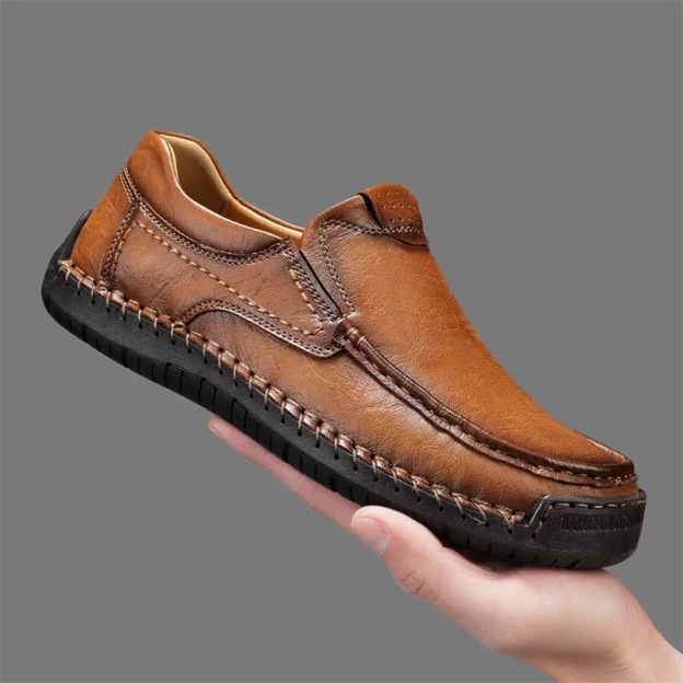 Men's Handcrafted Genuine Leather Orthopedic Loafers - Wide Toe & Arch Support