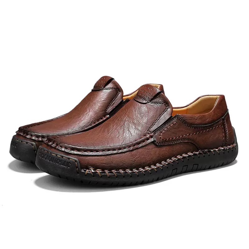 Men's Handcrafted Genuine Leather Orthopedic Loafers - Wide Toe & Arch Support