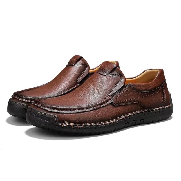 Men's Handcrafted Genuine Leather Orthopedic Loafers - Wide Toe & Arch Support