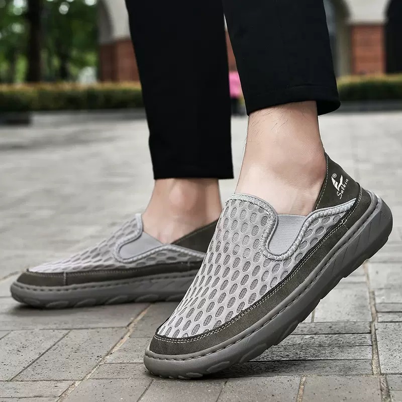 Men mesh breathable toe widened orthopedic slip-on shoes