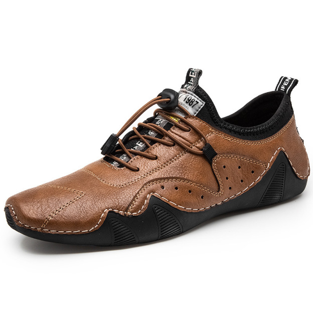 GARB Men's Handmade Orthopedic Breathable Lace-up Leather Shoes