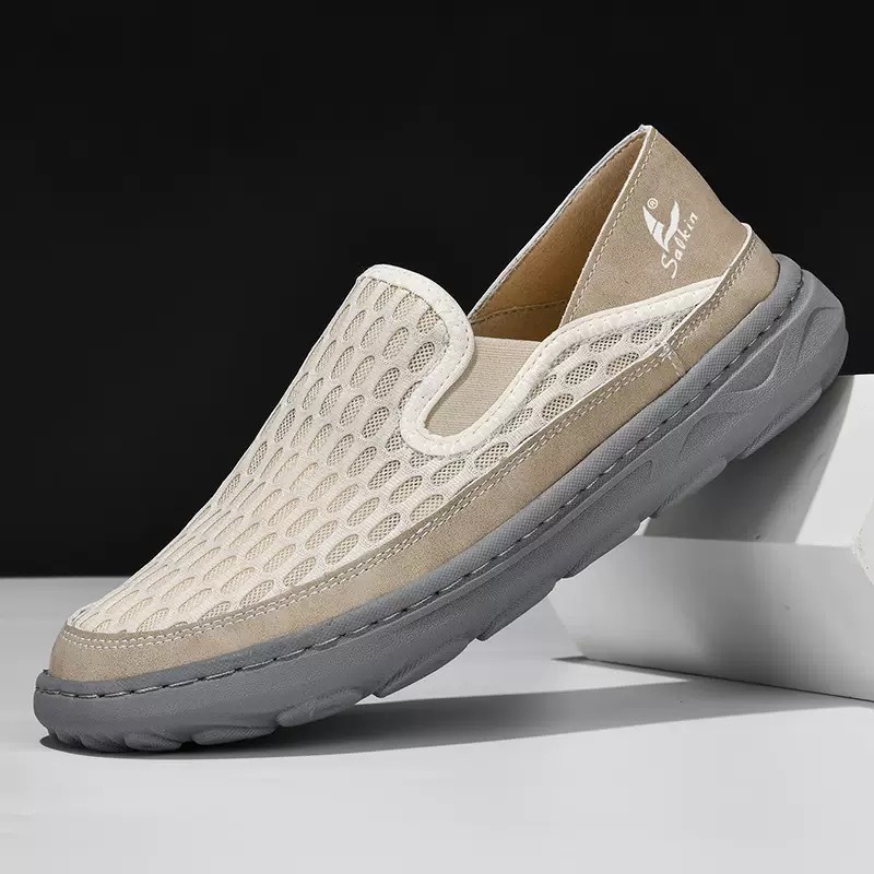 Men mesh breathable toe widened orthopedic slip-on shoes