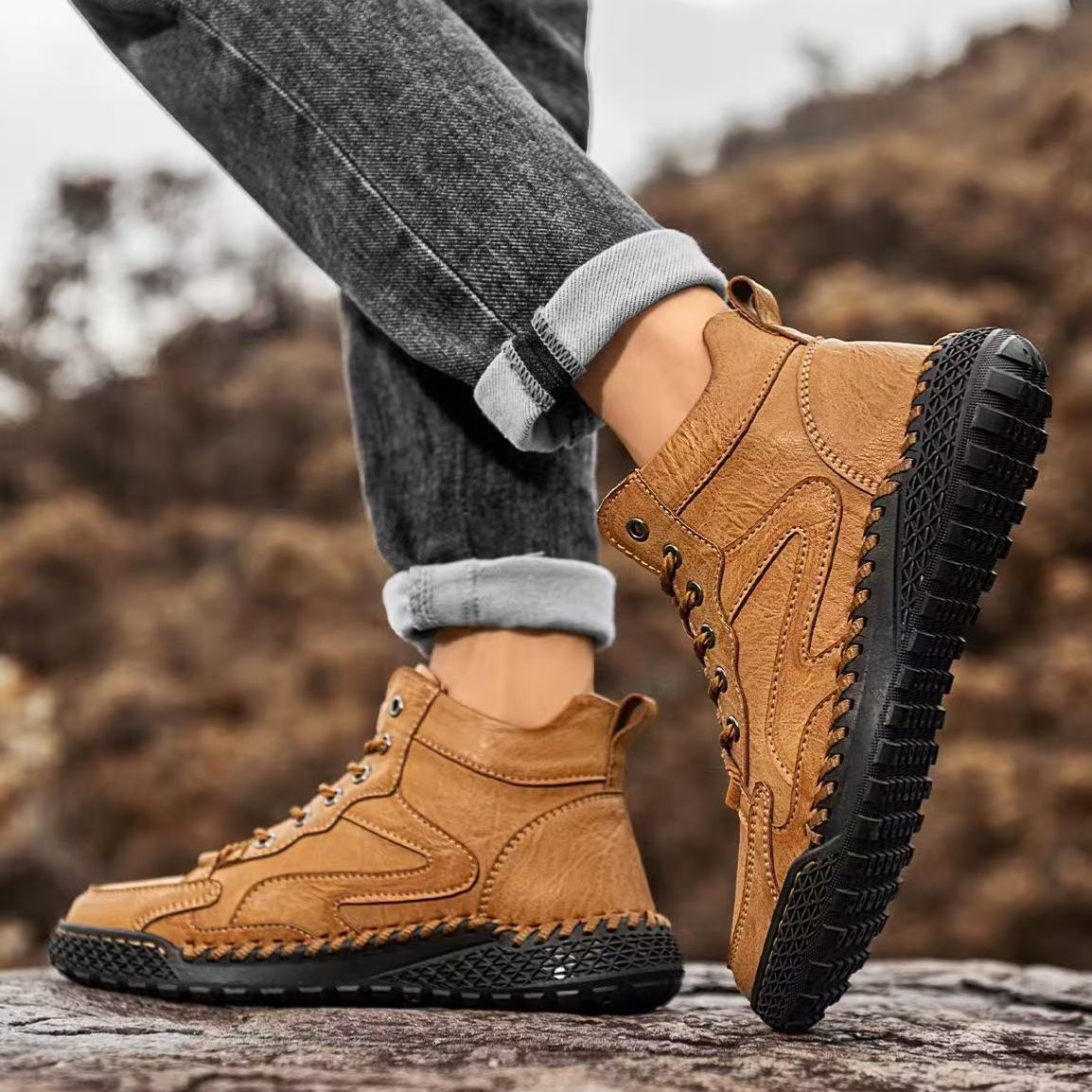 Handmade Men’s Leather Comfort Shoes – All-Day Support & Easy Slip-On