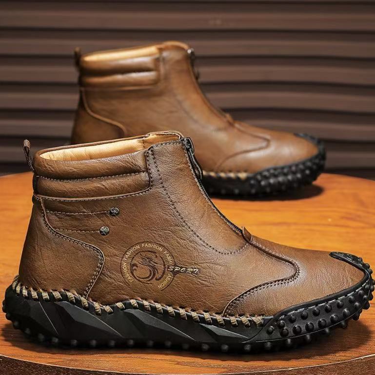 Men’s Relax Fit Leather Loafers – Handmade Craft, Anti-Slip Rubber Sole