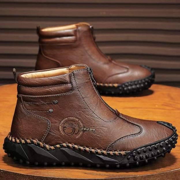 Men’s Relax Fit Leather Loafers – Handmade Craft, Anti-Slip Rubber Sole