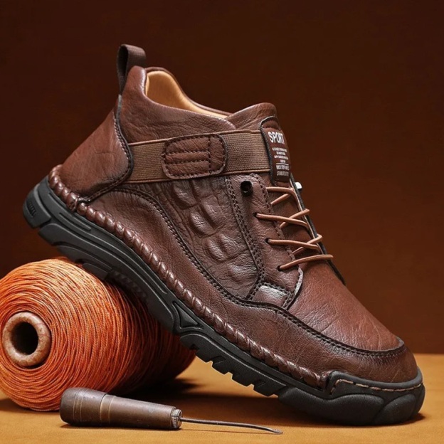 Handcrafted Leather Slip-Ons – Breathable Mesh & Easy Wear