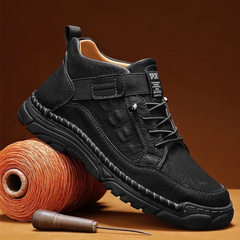 Handcrafted Leather Slip-Ons – Breathable Mesh & Easy Wear