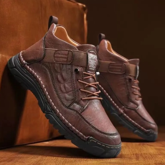 Handcrafted Leather Slip-Ons – Breathable Mesh & Easy Wear