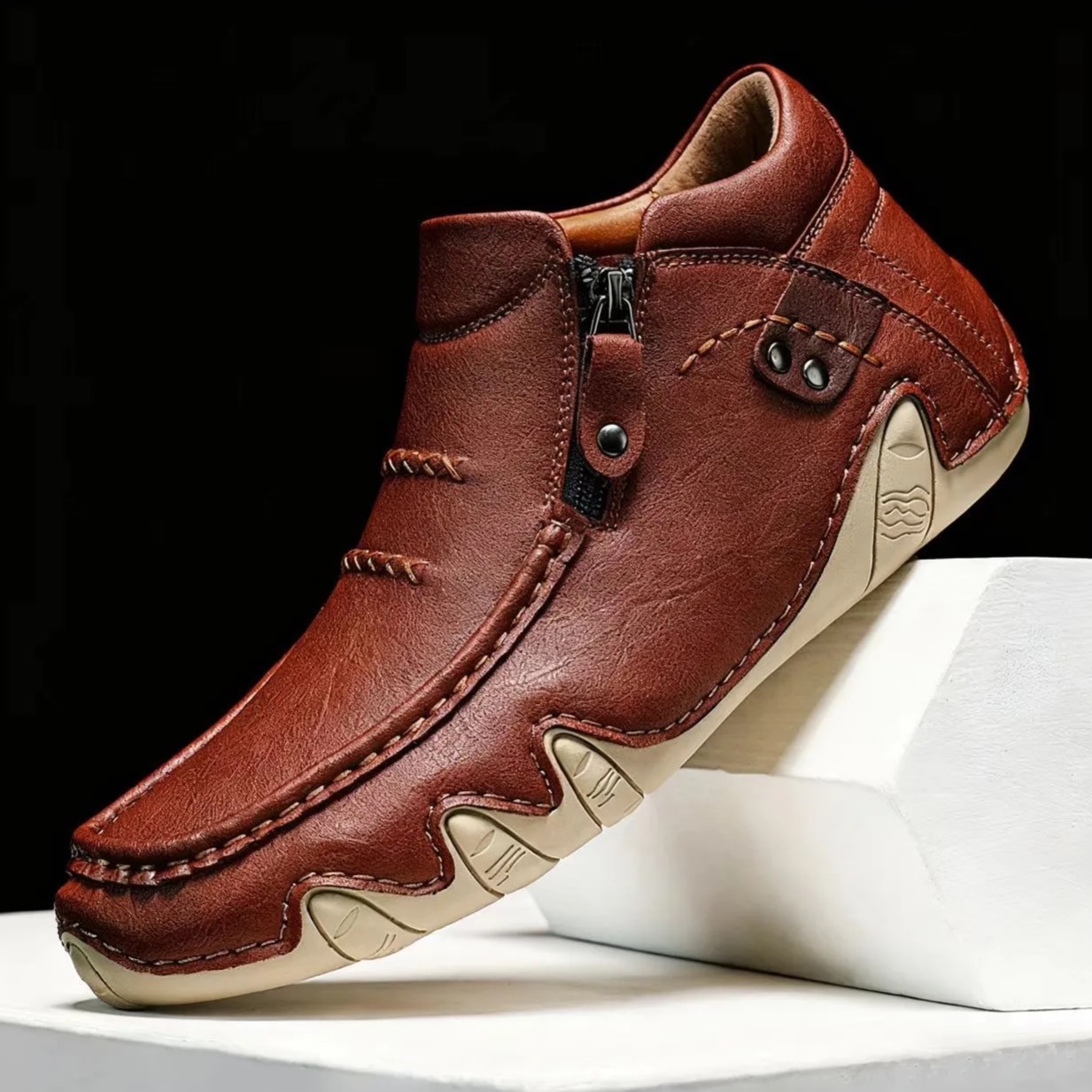 Genuine Leather Walking Shoes – Orthopedic Arch Support Design