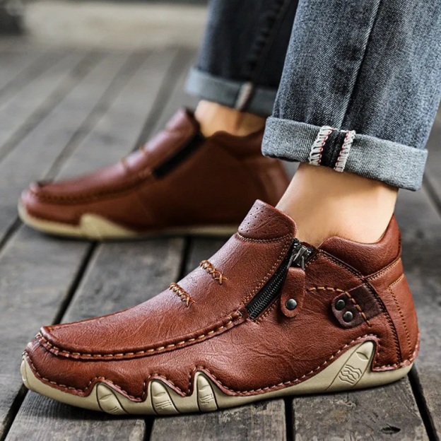 Genuine Leather Walking Shoes – Orthopedic Arch Support Design