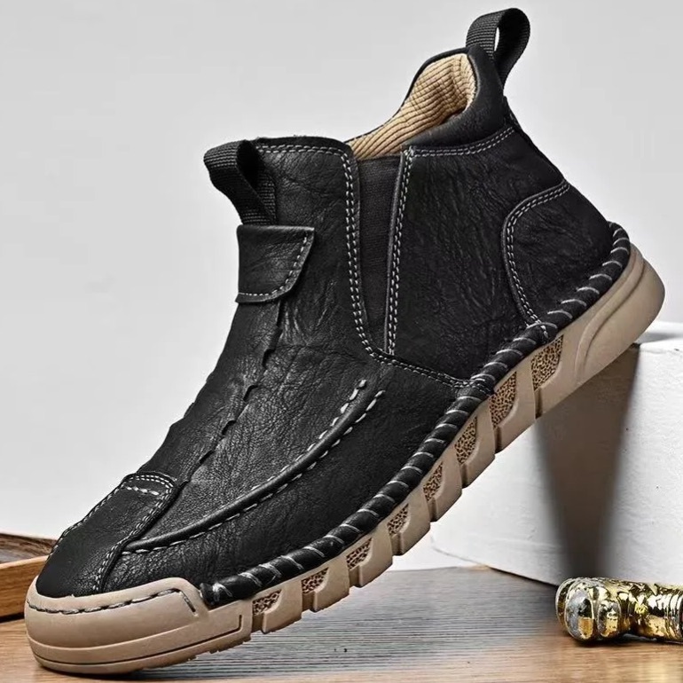 Men’s Orthopedic Leather Boots – Wide Toe Box & Arch Support Design