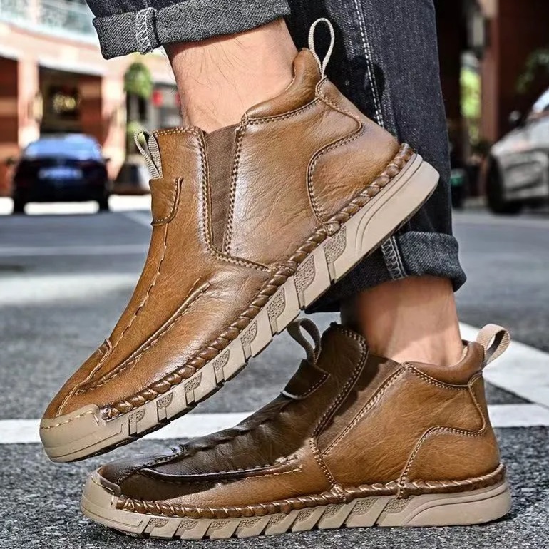 Men’s Orthopedic Leather Boots – Wide Toe Box & Arch Support Design