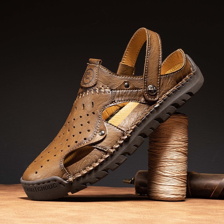 Men's Genuine Leather Quick-Dry Water Sandals
