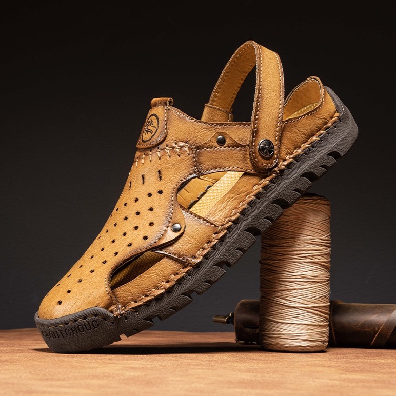 Men's Genuine Leather Quick-Dry Water Sandals