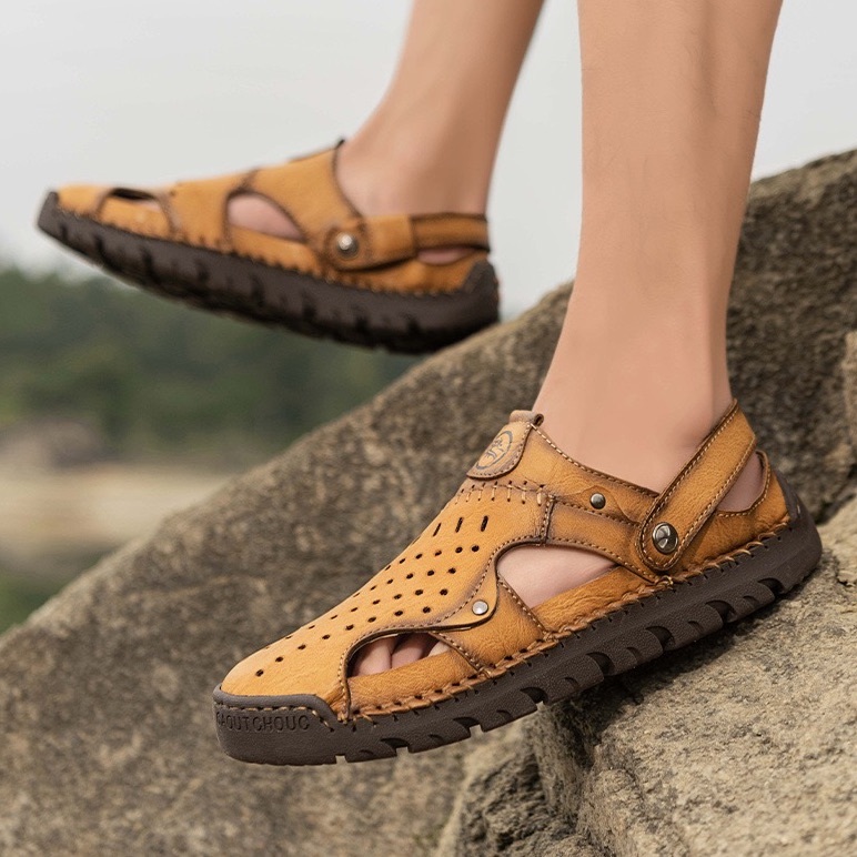 Men's Genuine Leather Quick-Dry Water Sandals