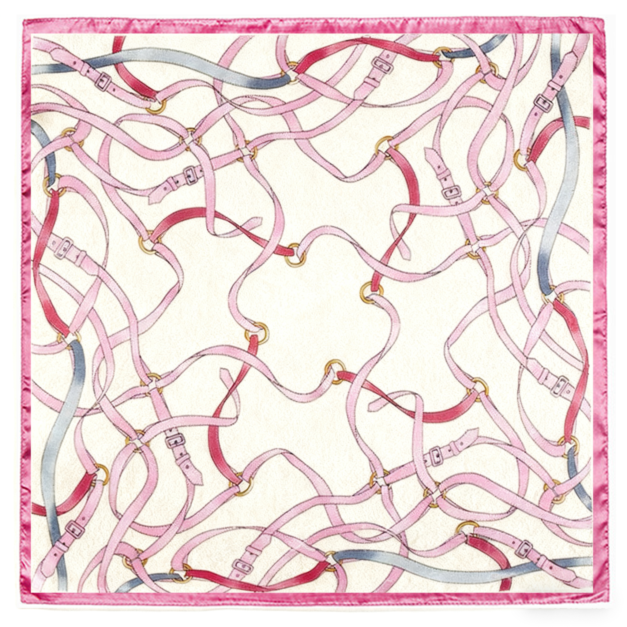 Belt and ribbon flying patchwork silk scarf