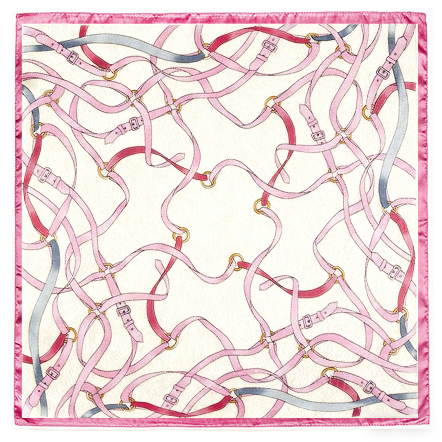 Belt and ribbon flying patchwork silk scarf