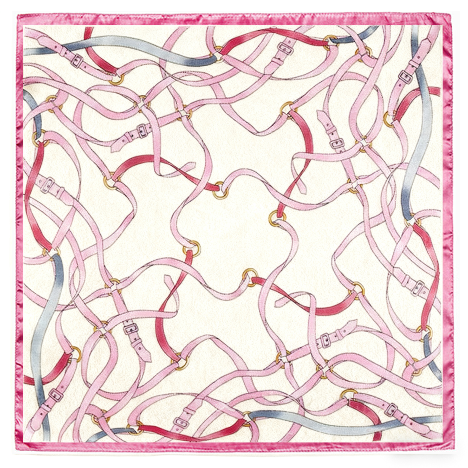 Belt and ribbon flying patchwork silk scarf