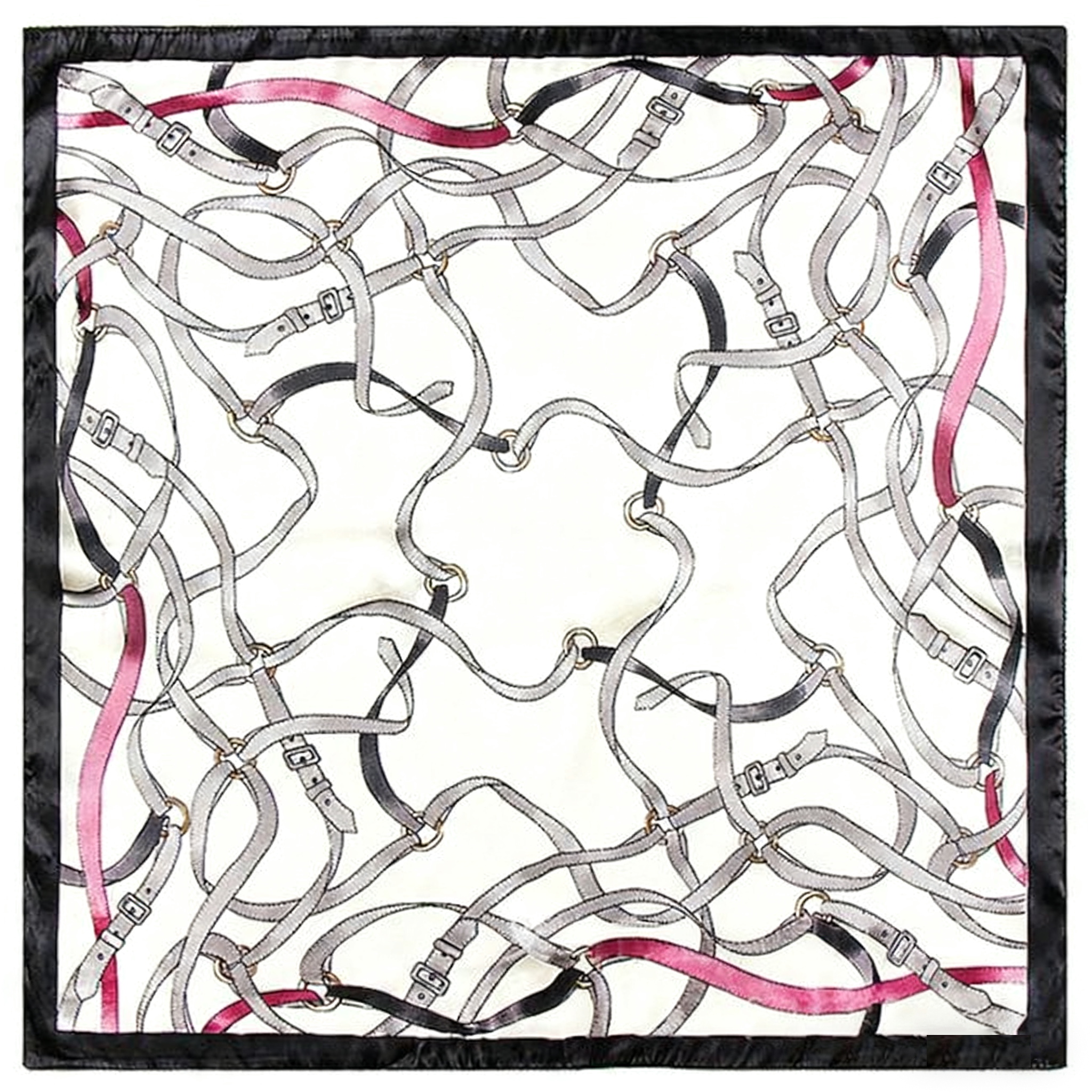 Belt and ribbon flying patchwork silk scarf