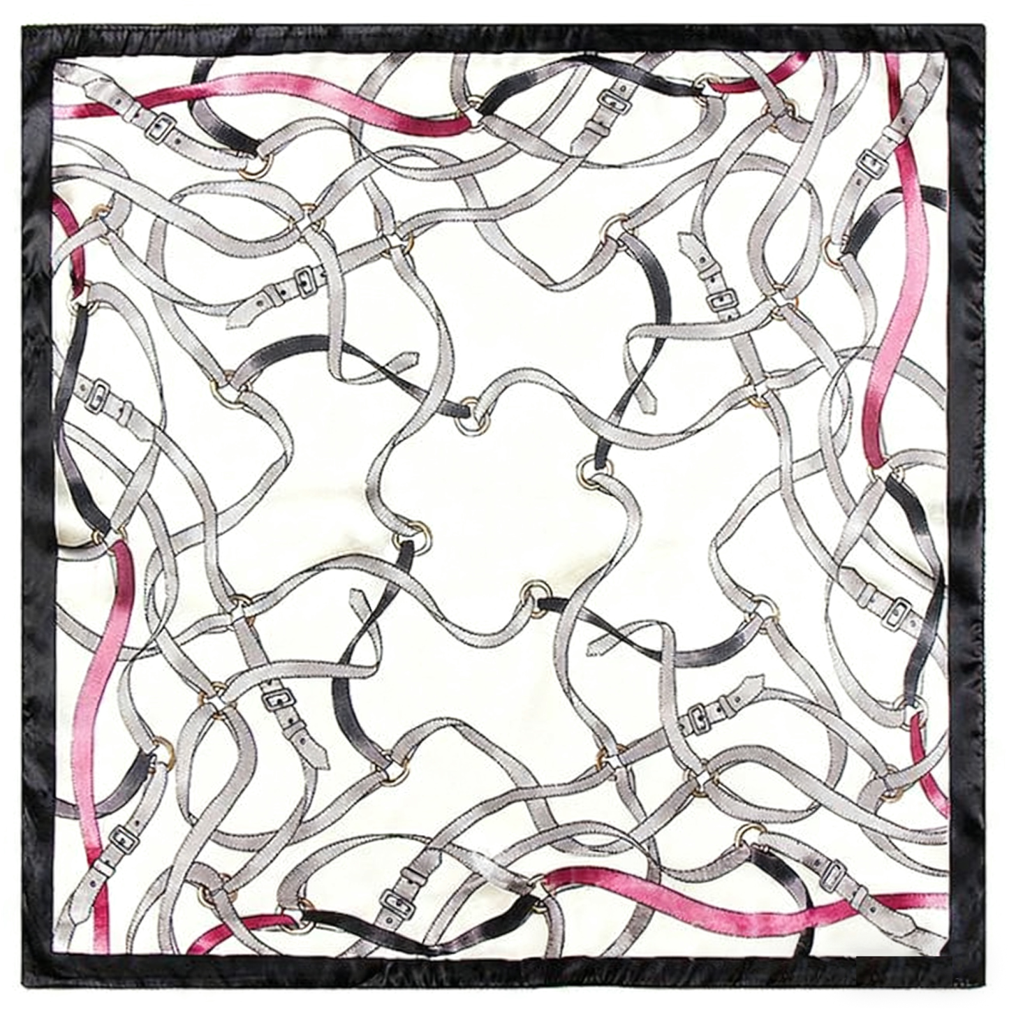 Belt and ribbon flying patchwork silk scarf