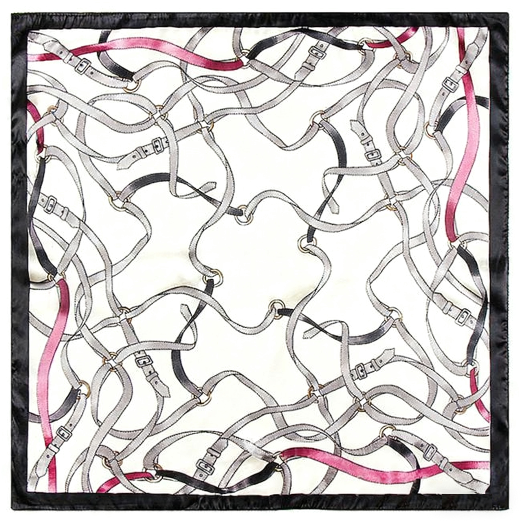 Belt and ribbon flying patchwork silk scarf