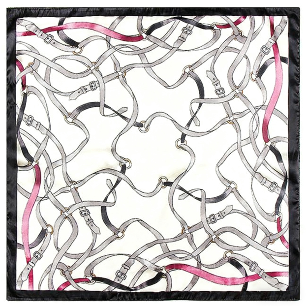 Belt and ribbon flying patchwork silk scarf