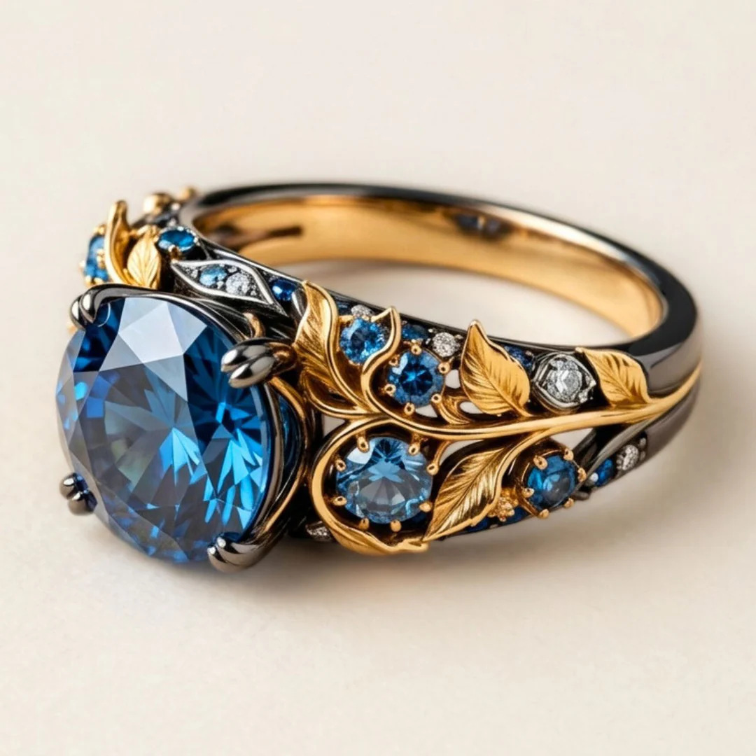 Vintage inlaid sapphire ring