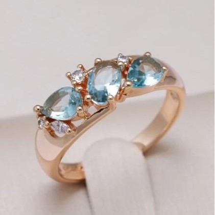 Aquamarine and Zircon Silver Needle ring