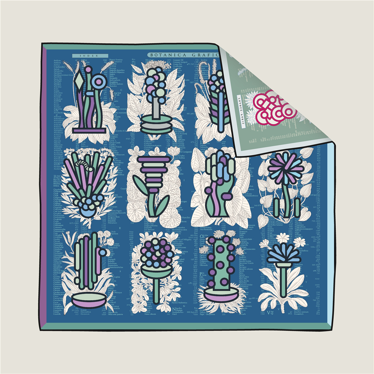 New double-sided plant and flower pattern silk scarf